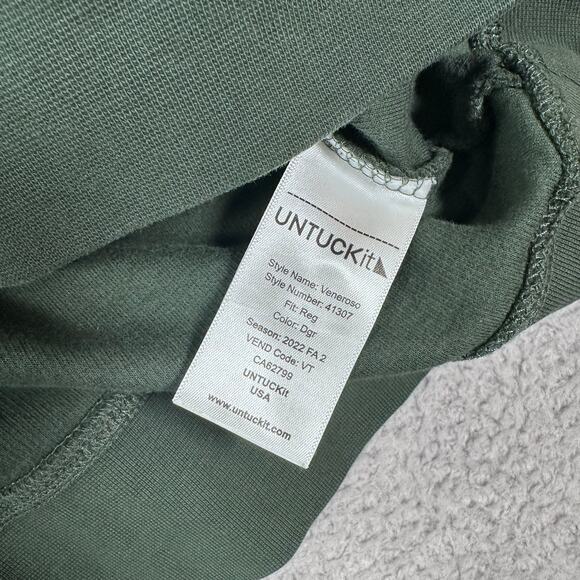 UNTUCKit Henley Sweatshirt Thick USA Men's Large Green Heavyweight Long Sleeves - Picture 8 of 16
